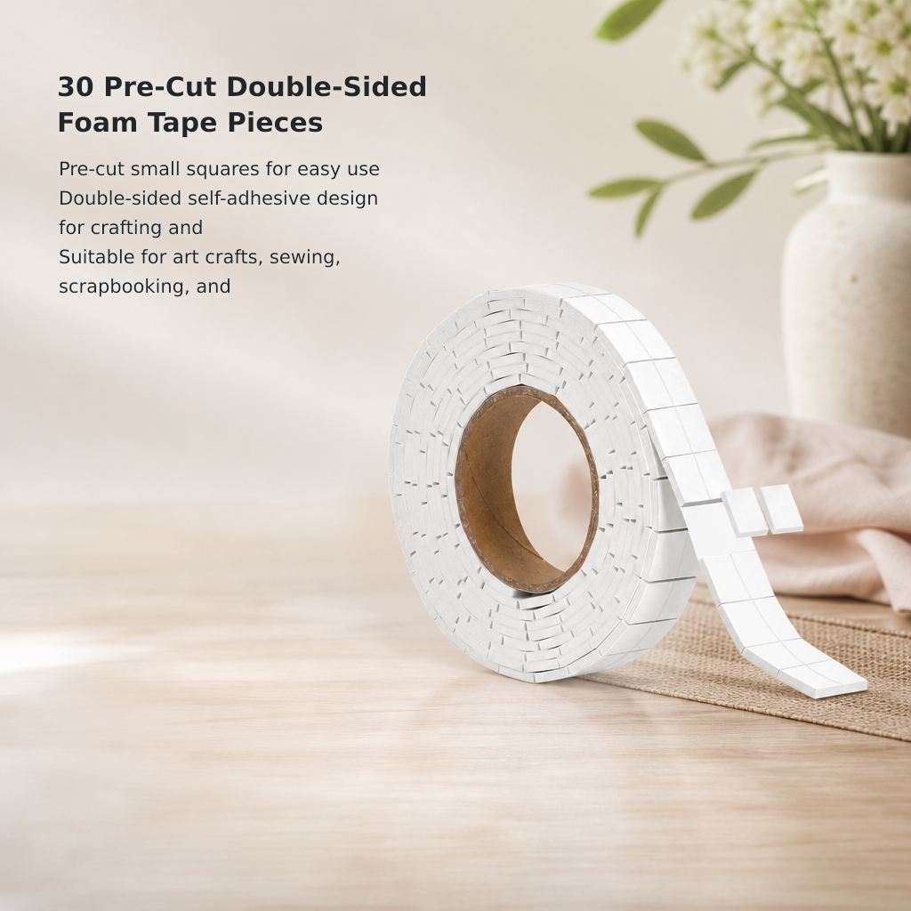 30-Piece Pre-Cut Double-Sided Foam Adhesive Squares